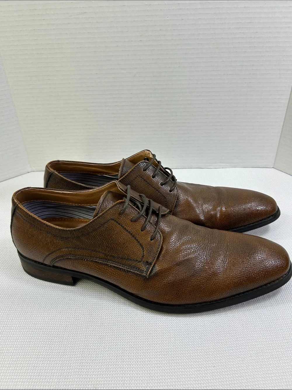Robert Wayne Brown Textured Leather Derby Dress Shoes Men’s 13D